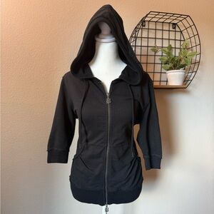 BCBG black short sleeve zip up hoodie